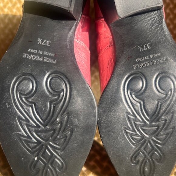 Free People Way Out West Pink Metallic Leather Cushion Ankle Cowboy Boots NEW 7 - Picture 7 of 16